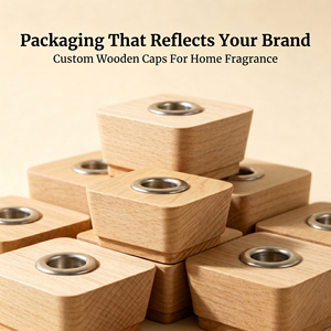 Vietnam WeWood Custom Square Wooden <b>Diffuser</b> Cap Hardwood Aroma <b>Bottle</b> Collar Laser Engraved Timber Top OEM ODM - Product Image 1
