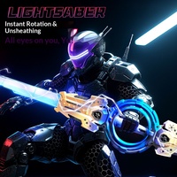 Espada Láser LED Retráctil 2 en 1 con Doble Cabeza Giratoria, Recargable, de Plástico, para Niños, Juguete de Combate, Regalo de Cosplay