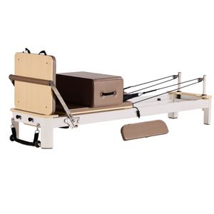 Reformer de Pilates en aluminium blanc, pour studio commercial et usage domestique, barre de repose-pieds réglable - Product Image 1