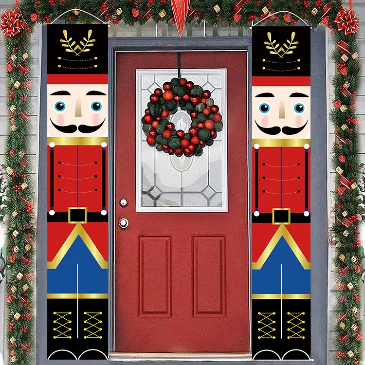 Noël casse-noisette bannière décor extérieur soldat casse-noisette bannière de noël pour porte d'entrée cour porche jardin intérieur enfants fête