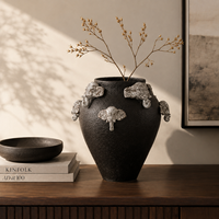 Vase en céramique noire, éléphant 3D, vase décoratif pour fleurs, décoration sculpturale pour la maison, pour le salon, table console