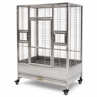 Cage à perroquets en acier inoxydable 304 de qualité commerciale, grande volière en métal avec plateau de nettoyage facile et roulettes
