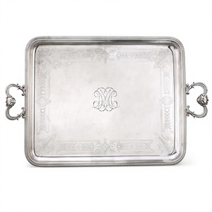 Aluminium Decorative <b>Trays</b> With Handle Modern Design Commercial Use Eco Friendly Metal Serving <b>Tray</b> Restaurant Supplies - Product Image 1