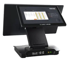 बारकोड स्कैनर बिंदु बिक्री टर्मिनल मशीन सभी एक टचस्क्रीन डेस्कटॉप 15.6 इंच पॉस सिस्टम में