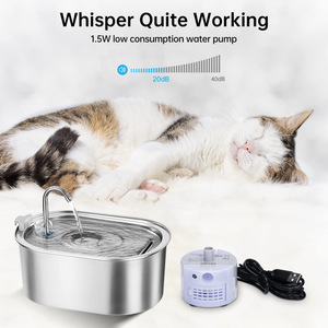 Fuente de agua para mascotas de acero inoxidable, grifo para fuente de agua para gatos, fuente de agua para mascotas para el hogar, gran capacidad de 2L - Product Image 3