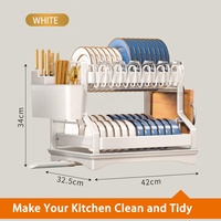 Égouttoir à vaisselle de cuisine à 2 niveaux Bol de rangement multifonctionnel et égouttoir à vaisselle avec porte-gobelet