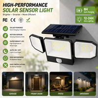 Lampe solaire LED à détecteur de mouvement IP65 étanche haute luminosité pour clôture, lumière de sécurité 6000K lumière du jour CRI 95, lampe de jardin à batterie