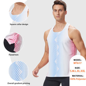 100% Polyester hommes sans manches imprimé sport gilet Fitness <span class=keywords><strong>Tennis</strong></span> course Singlet respirant léger séchage rapide <span class=keywords><strong>débardeur</strong></span> - Product Image 2