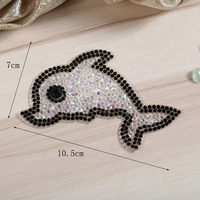Transferts thermiques en résine 3D motif dauphin avec strass, adhésif thermofusible, patchs à repasser, logo personnalisé DIY, autocollant pour vêtements