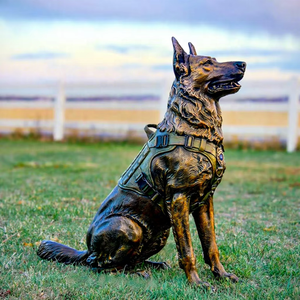 Statue de <span class=keywords><strong>Berger</strong></span> <span class=keywords><strong>Allemand</strong></span> grandeur nature en bronze, sculpture animale d'extérieur, sculpture commémorative de chien des Forces Spéciales en laiton pour jardin et parc - Product Image 4