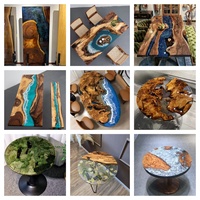 Résine de coulée liquide transparente en époxy pour tables en bois, tables à manger élégantes avec des motifs complexes