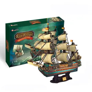 New Arrivals Game DIY Paper Pirate Model Montado 3D Jigsaw Toys Espanha San Felipe Ship Puzzle Para Adultos