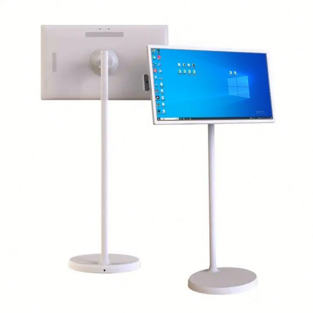 32-Inch Portable Smart Android 10 LCD TV Full HD 1080p LED Backlight White Cabinet 12V Power Supply Finger Touch 60Hz Home Use