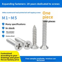 Vis autotaraudeuses à tête plate KA en acier inoxydable SUS304, vis à bois fraisées M1~M5 pour meubles et jouets, en stock, directement de l'usine