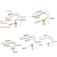 Crochet de boucle d'oreille en acier inoxydable pour femme, créoles en plaqué or 18K, accessoires de bijoux