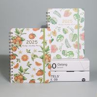 Carnet de planification quotidienne A5 exécutif 2025 à spirale avec couverture florale, agenda hebdomadaire et mensuel, personnalisable, haute qualité, vente en gros