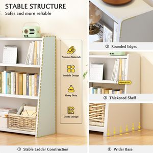 Estantería extensible de madera de nogal oscuro de diseño moderno de 3 niveles, estantería corta baja para espacios pequeños o esquinas - Product Image 5