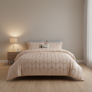 Ensemble de couette moderne imprimé métallisé 4 pièces, taille Queen, literie, décoration intérieure, tissu polyester, lavable en machine - Product Image 2