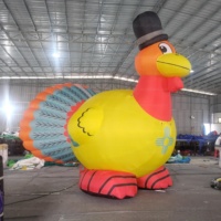 Nouveau design de poulet gonflable géant, animal de dessin animé lumineux, dinde gonflable de dessin animé pour la décoration de Thanksgiving