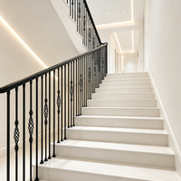 Vente en gros : Nouveau design, balustre carré creux noir de 44 pouces, en métal uni et droit, pour rampes d'escalier en fer forgé, idéal pour la maison et l'hôtel.