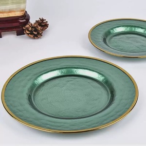 طبق تقديم زجاجي أخضر شفاف مقاس 13 بوصة لتزيين حفلات الزفاف وحفلات العشاء - Product Image 4