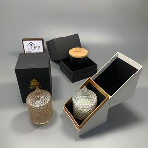 Tarros de velas de vidrio de lujo blancos y rojos con tapa de etiqueta personalizada, tarro de dulces de lujo de oro rosa galvanizado con corte <span class=keywords><strong>Geo</strong></span> - Product Image 2