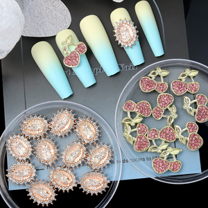 เวอร์จินแมรี่กัวดาลูปสี <span class=keywords><strong>3D</strong></span> เสน่ห์เล็บซานจู๊ด Bling สีชมพูเชอร์รี่เล็บ Rhinestones Bling เพชรโลหะเครื่องประดับเล็บ - Product Image 4
