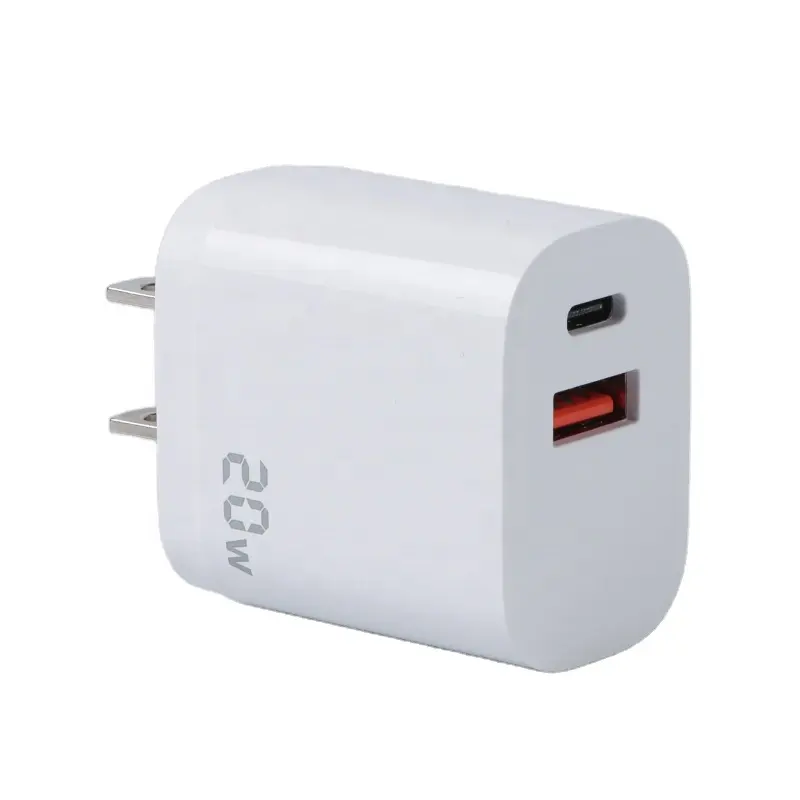 Double USB GaN Fast Type C Phone Charger 20W PD Charger Powerbank Mini US Plug PD 20W Usb Type C Fast Wall Charger Adapter