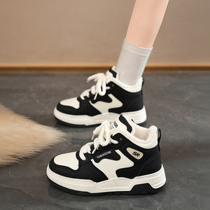 Chaussures de marche décontractées pour femmes en coton à carreaux, souples, montantes, avec amorti et semelle extérieure en caoutchouc tendance - Product Image 1