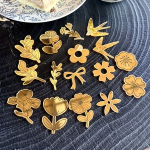 Décoration de cupcake en acrylique avec des fleurs, des hirondelles, des feuilles et des nœuds pour la décoration de table de dessert de fête, décoration de gâteau - Product Image 1
