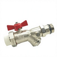 Vanne à boisseau sphérique assemblée avec filtre de collecteur, commande manuelle, entrée et retour PPR, raccordement par soudure à chaud, filetage mâle pour chauffe-eau