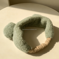 Bandeaux de spa pour femmes et filles, pour le lavage du visage et le maquillage, avec oreilles d'ours mignonnes, large couverture, antidérapants, réutilisables, pour le yoga, en polaire Teddy coréenne moelleuse