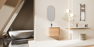 Meuble-lavabo mural moderne incurvé <span class=keywords><strong>MEBO</strong></span> pour salle de bain - Product Image 3