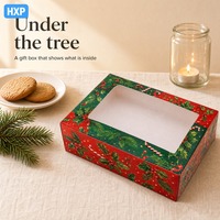 Boîte cadeau de Noël personnalisée avec fenêtre transparente, emballage imprimé festif