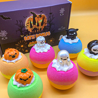 Bombes de bain véganes bio pour Halloween - Formes variées, boîte cadeau de luxe faite à la main pour la décoration de fête