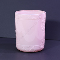 Pot à bougie en verre vert et rose vintage de luxe, gaufré, avec couvercle, revêtement personnalisé, récipients colorés pour la fabrication de bougies de Noël
