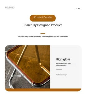 <span class=keywords><strong>Tavolino</strong></span> Laterale Pieghevole Moderno con Struttura Trasparente, <span class=keywords><strong>Tavolino</strong></span> Portatile Salvaspazio per Soggiorno, Camera <span class=keywords><strong>da</strong></span> Letto e Balcone - Product Image 5