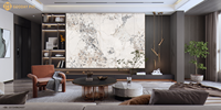 Melinco Tv Fond Décoration Murale Marbre Pvc Panneau 9 Mm Haute Lumière Panneau Mural en Fibre de Charbon de Bambou