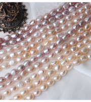 Perles baroques d'eau douce naturelles de 9,5 à 10 mm, lustre double face, forme irrégulière, un brin d'environ 40 cm de long avec 35 perles
