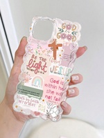 Coque de téléphone portable antichoc en TPU rose personnalisée de haute qualité avec lettres anglaises pour 11-17