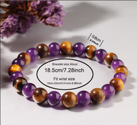 Bracelets en perles dorées de conception originale transfrontalière, vente en gros, bracelets géométriques européens et américains en œil de tigre violet naturel
