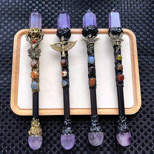 Varita Mágica <span class=keywords><strong>de</strong></span> Bruja <span class=keywords><strong>de</strong></span> Cristal <span class=keywords><strong>de</strong></span> Cuarzo Amatista Natural, Escultura <span class=keywords><strong>de</strong></span> <span class=keywords><strong>Película</strong></span> Hecha a Mano, para Decoración del Hogar - Product Image 5
