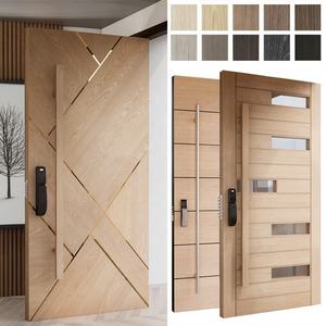 Porte d'entrée en bois massif de style américain moderne antivol pour hôtel, appartement, villa et extérieur de maison - Product Image 2