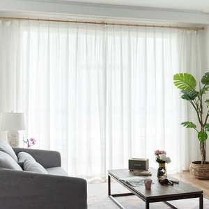 Soggiorno camera da letto <span class=keywords><strong>arredamento</strong></span> per la casa nuovo solido tessuto Tulle bianco lino tenda trasparente - Product Image 1