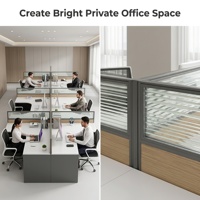 Poste de travail d'angle modulaire en L pour bureau, avec cloison en verre dépoli à lattes, écologique, moderne, avec verrouillage par mot de passe, mobile