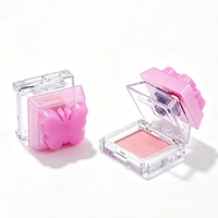 Boîtier de maquillage compact personnalisé de luxe recyclable pour fard à joues, vide, transparent, en PS, en forme de papillon, mini emballage cosmétique avec logo personnalisé pour