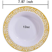 Bols à dîner réutilisables en plastique jetable robuste de qualité supérieure de 12oz pour les fêtes ou les mariages