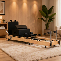 Lit de Pilates pliable et portable en bois - Équipement de studio de Pilates multifonctionnel réglable et durable, couleur beige