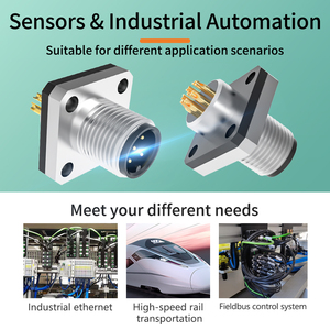 Vuông Mặt bích M12 Bảng điều chỉnh gắn kết nối A/B/D mã nam và nữ đựng 3 4 5 6 8 12 17 pin không thấm nước M12 ổ cắm - Product Image 6