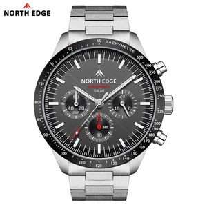 นาฬิกาควอตซ์ผู้ชาย North Edge 2025 Longwings Solar  10 บาร์ กันน้ำ  พร้อมฟังก์ชั่นจับเวลา  ตัวเรือนสแตนเลสสตีล 316  หน้าปัดเรืองแสง  นาฬิกานักบิน - Product Image 1